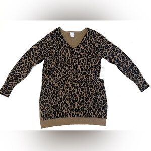 Chico’s Zenergy NEW Cashmere Blend Leopard Print Sweater Sz S